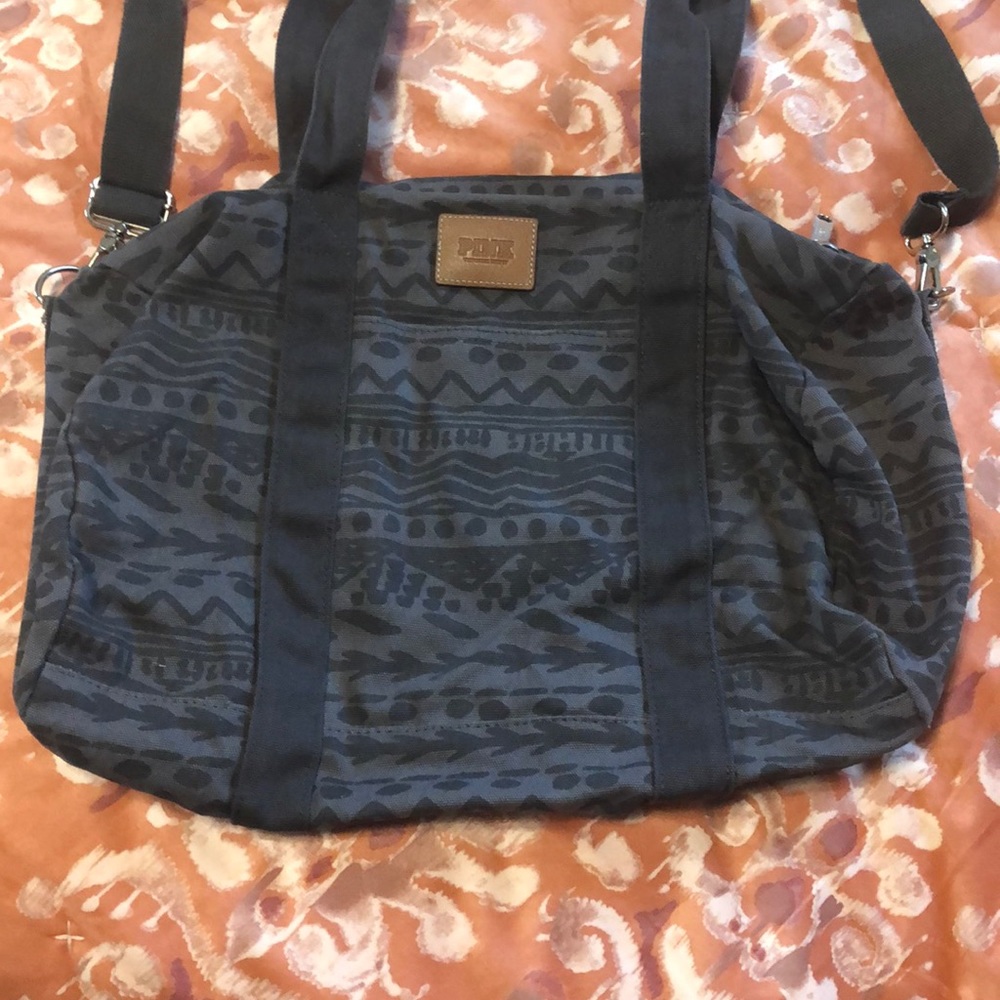 Pink Aztec print duffle bag